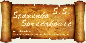 Stamenko Sprečaković vizit kartica